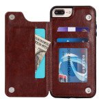 Wholesale iPhone 8 Plus / 7 Plus Flip Book Leather Style Credit Card Case (Brown)